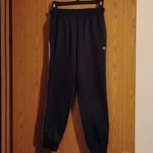 Boys Youth Champion Athletic Wear Sweat Pants Navy Blue With Grey Stripe Size 10